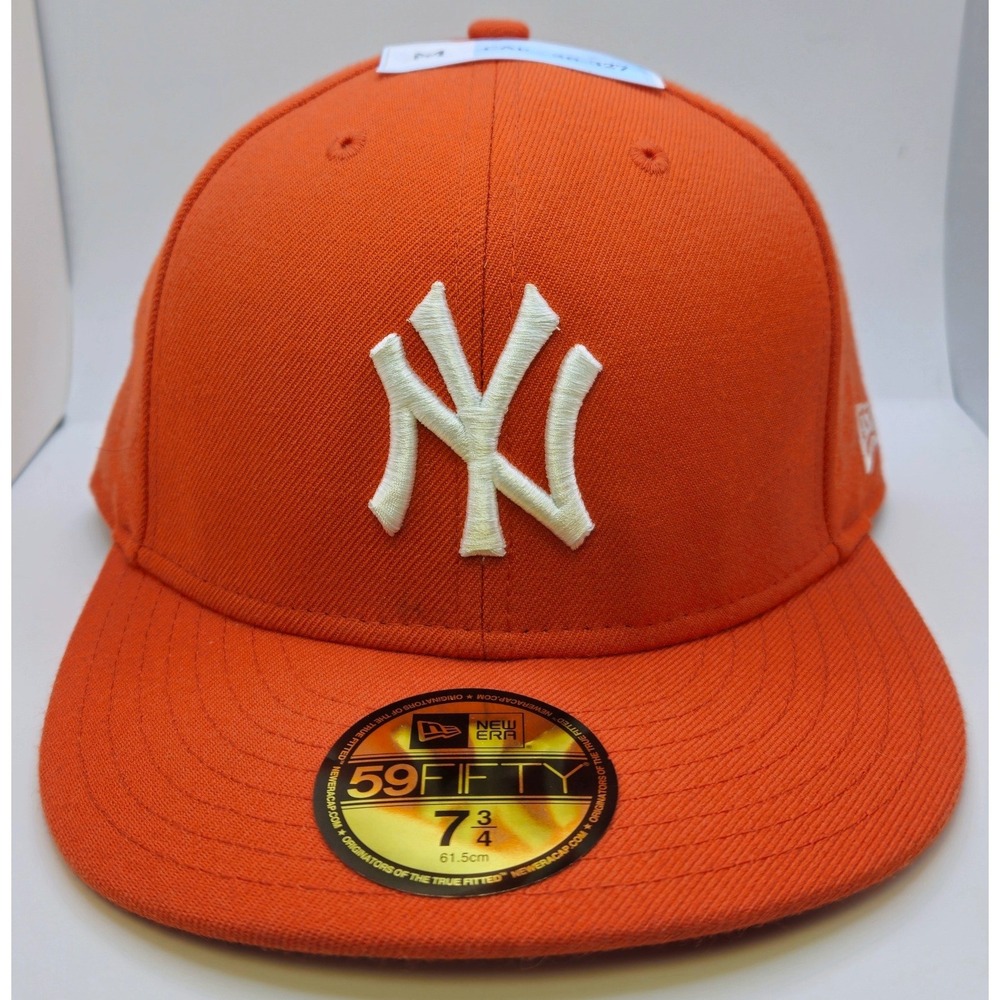 New Era 59FIFTY New York Yankees Fitted Hat Orange White MLB Cap 7 3/4 61.5cm